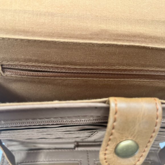 Brown Faux Leather Vintage Bag with Embroidery - Picture 10 of 12